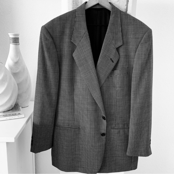 Riserva Luciano Franzoni Italy Wool Herringbone Notch Lapel Blazer Size 42R - Picture 1 of 16